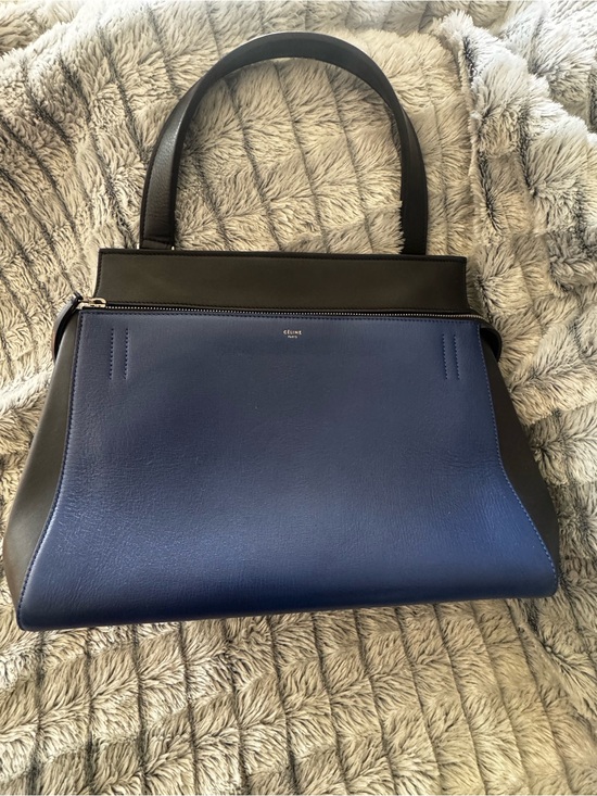 Celine Handbags - Authentic Celine Edge Bag - Blue/Black Leather